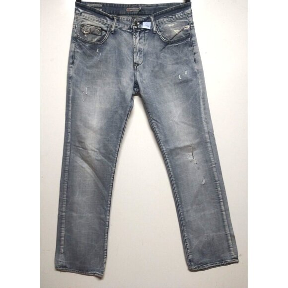 Projek Raw Mens Blue Jeans faded Slim Fit 34Wx32 Straight ProjekRaw distressed - Picture 1 of 11